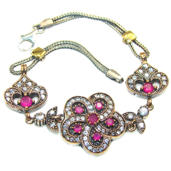 Precious Design!! Pink Ruby Sterling Silver Bracelet