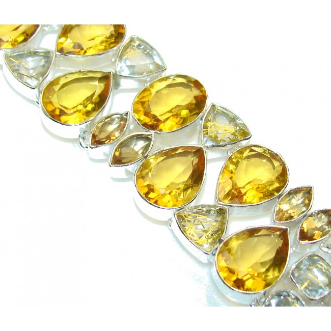 Summer Style!! Created Yellow Citrine Sterling Silver Bracelet