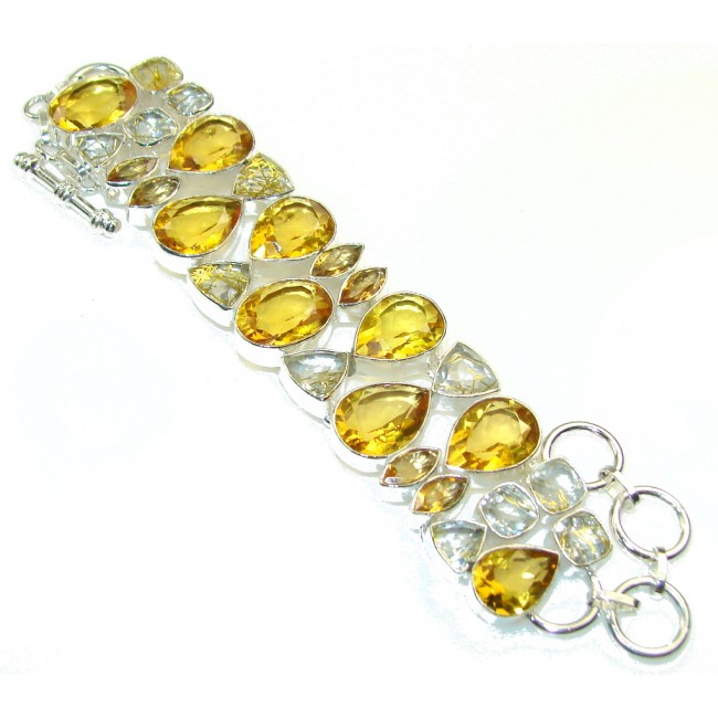 Summer Style!! Created Yellow Citrine Sterling Silver Bracelet