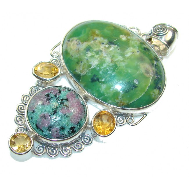 Awesome Style!! Ruby in Zoisite Sterling Silver Pendant