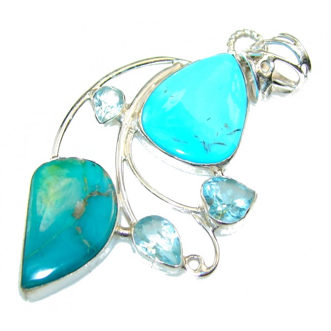 Beautiful Design! Turquoise Sterling Silver Pendant