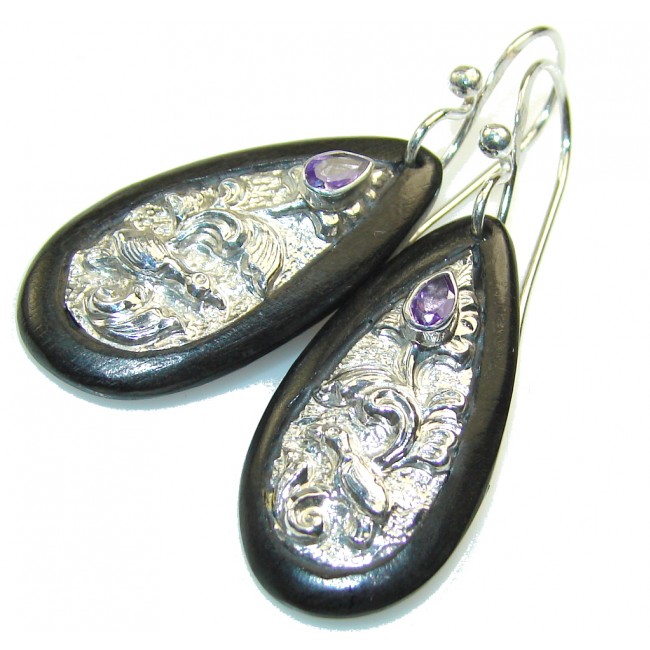 Stylish Purple Amethyst Sterling Silver earrings
