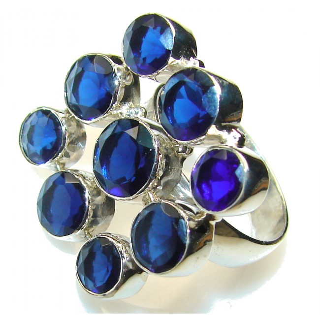 Awesome Created Deep Blue Tanzanite Quartz Sterling Silver Ring s. 11