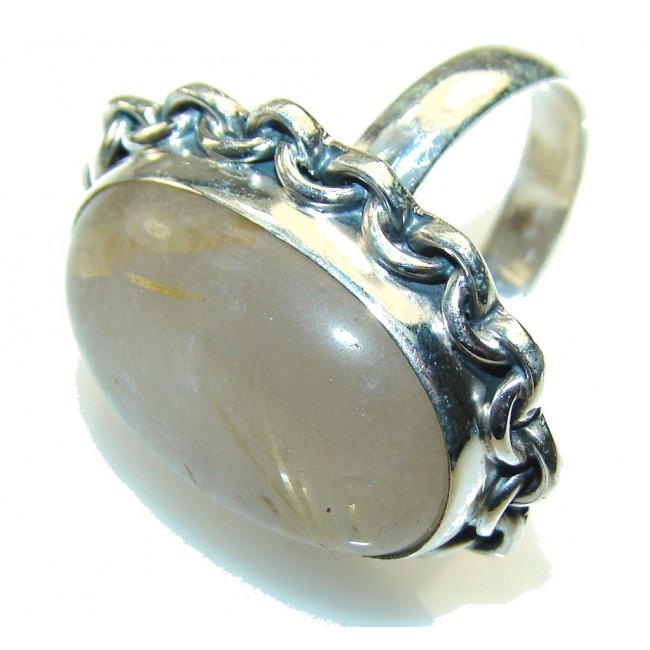 Beautiful Golden Rutilated Quartz Sterling Silver Ring s. 7