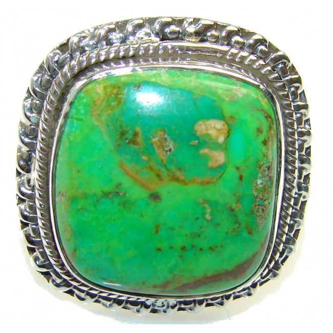 Fresh Green Copper Turquoise Sterling Silver Ring s. 9 1/2