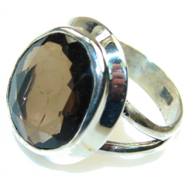 Amazing Brown Smoky Topaz Sterling Silver ring; s. 9