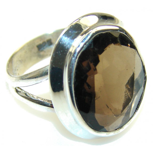 Amazing Brown Smoky Topaz Sterling Silver ring; s. 9