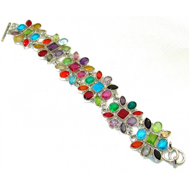 Multicolor Love Attraction! Great Sterling Silver Bracelet / Cuff