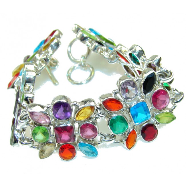 Multicolor Love Attraction! Great Sterling Silver Bracelet / Cuff