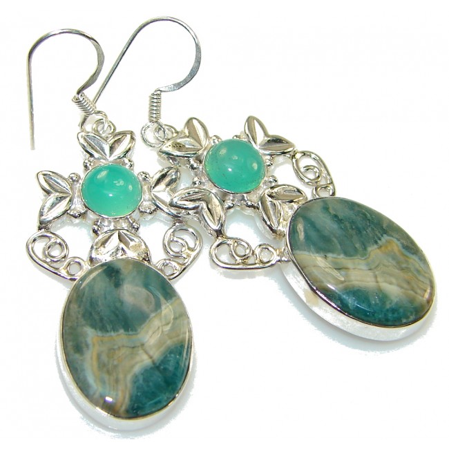Amazing Style! Ocean Jasper Sterling Silver earrings