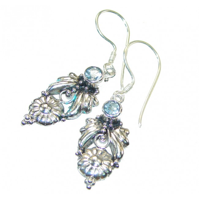 Oriental Swiss Blue Topaz Sterling Silver earrings