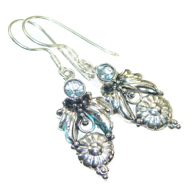 Oriental Swiss Blue Topaz Sterling Silver earrings