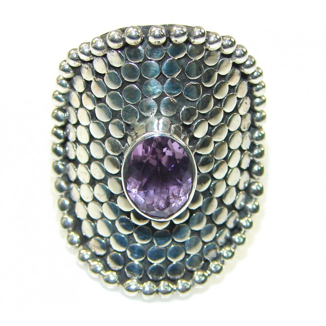 New! Faceted Amethyst Sterling Silver Ring s. 9