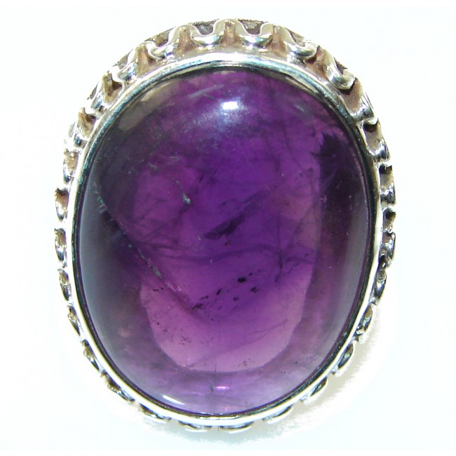 Natural Purple Amethyst Sterling Silver Ring s. 10