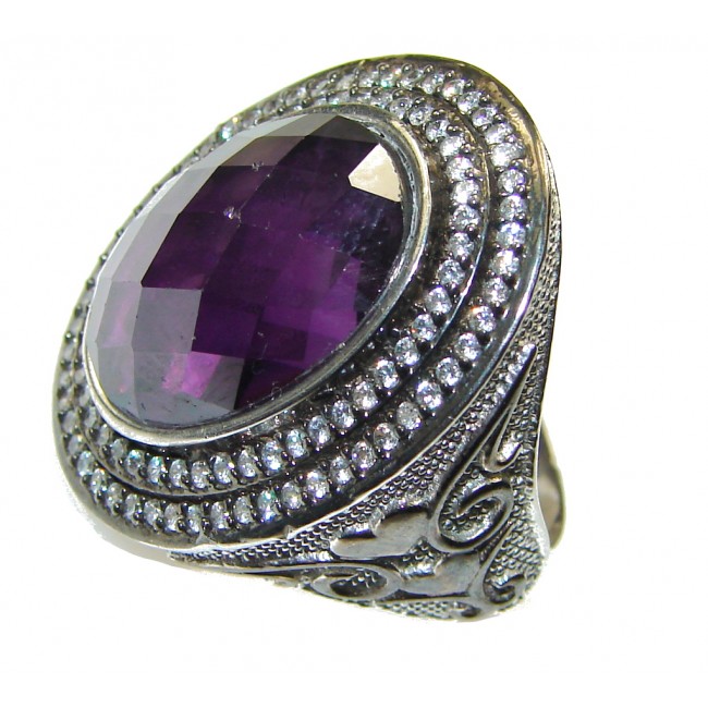 New Style Of Purple Amethyst Sterling Silver ring; size 6 3/4