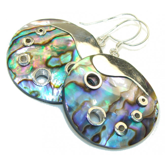 New Style!! Rainbow Abalone Sterling Silver earrings