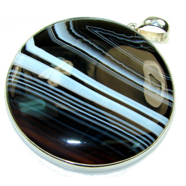 Giant!! Excellent Botswana Agate Sterling Silver Pendant