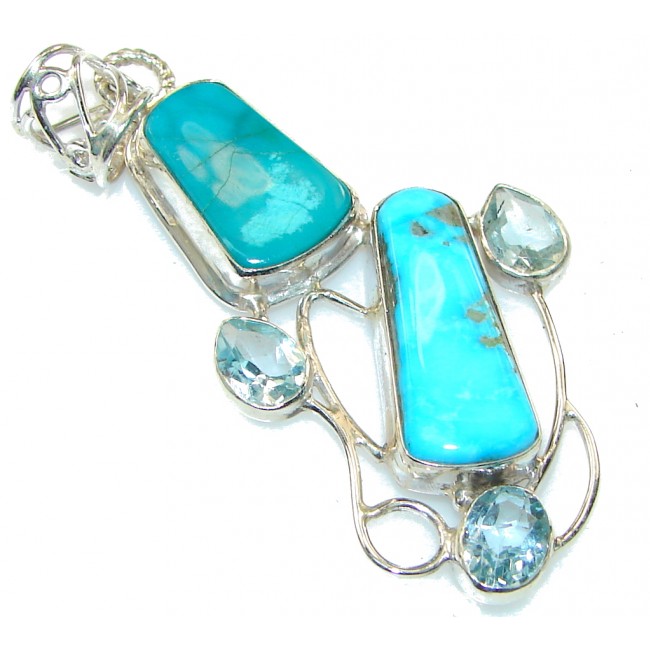 Stylish Multicolor Turquoise Sterling Silver Pendant