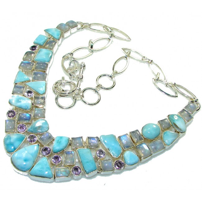 Paradise Style!! Blue Larimar Sterling Silver necklace
