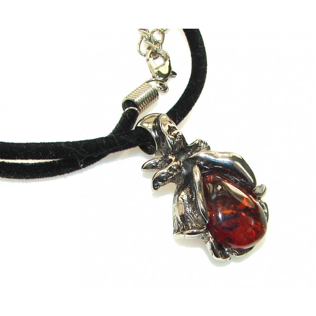 Beautiful Style! Polish Amber Sterling Silver necklace