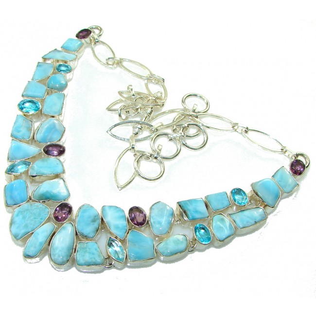 Aqua Grece!! Blue Larimar Sterling Silver necklace