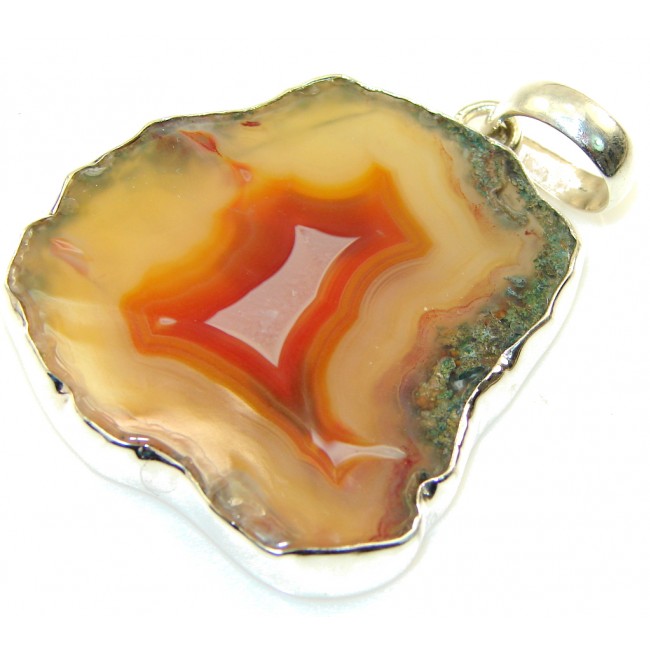 New Trendy!! Agate Druzy Sterling Silver Pendant
