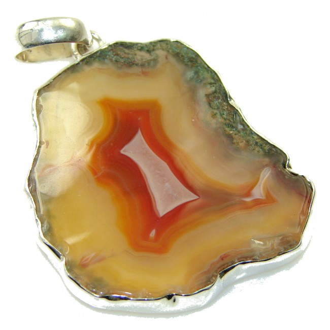 New Trendy!! Agate Druzy Sterling Silver Pendant