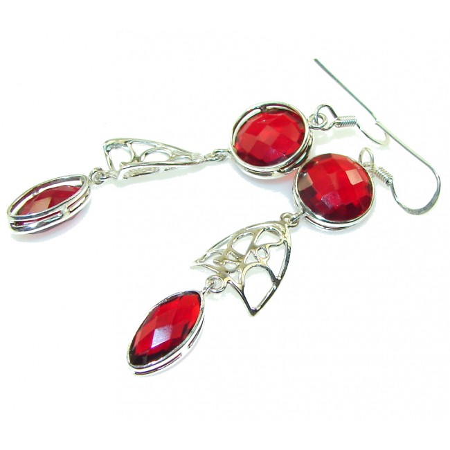 Lovely Red Garnet Quartz Sterling Silver earrings