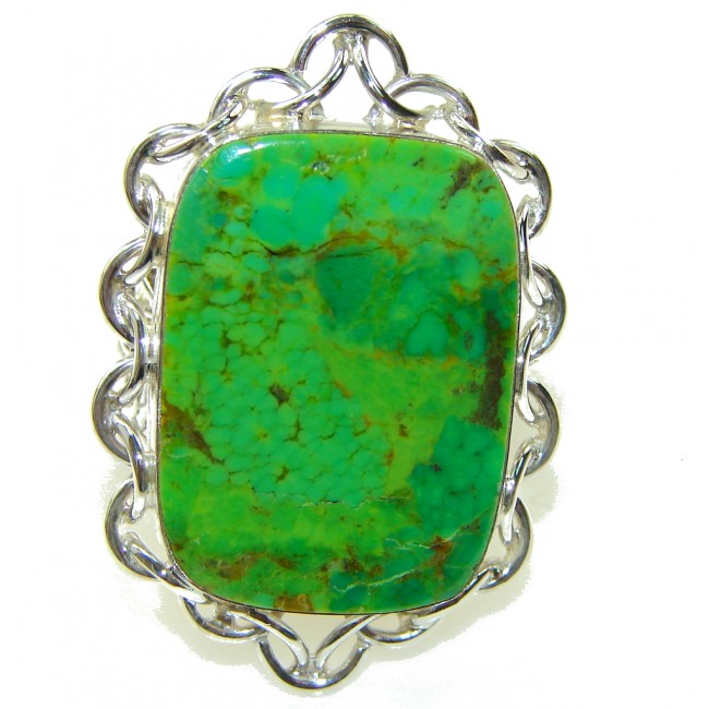 Big! Fresh Green Turquoise Sterling Silver Ring s. 10 1/4
