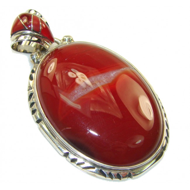 Excellent Brown Agate Sterling Silver Pendant