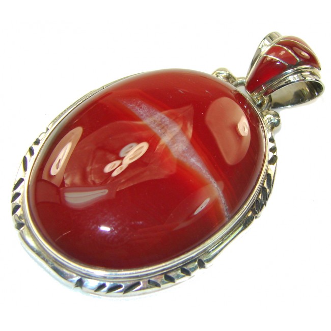 Excellent Brown Agate Sterling Silver Pendant