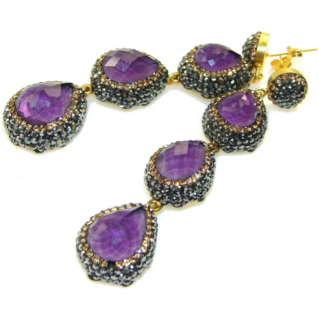 Love Power!! Purple Amethyst Sterling Silver earrings / Long