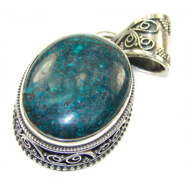 Perfect Green Chrysocolla Sterling Silver Pendant