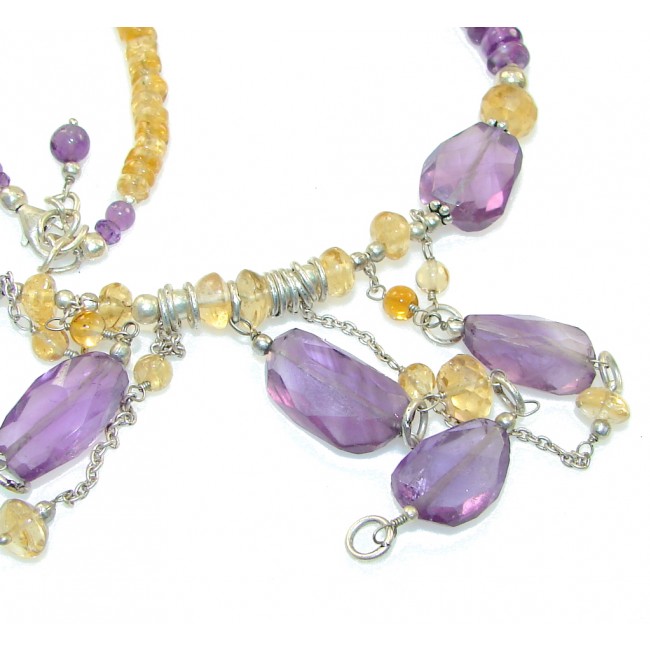 Purple Amethyst Citrine Sterling Silver necklace