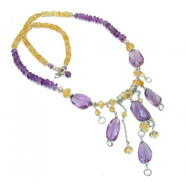 Purple Amethyst Citrine Sterling Silver necklace