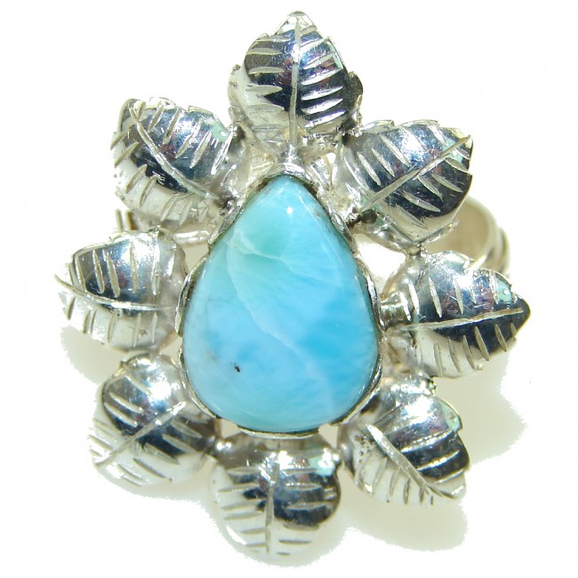 Fabulous Light Blue Larimar Sterling Silver Ring s. 11