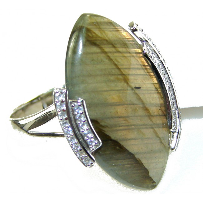 Rich Personality!! Labradorite Sterling Silver ring s. 11 1/4
