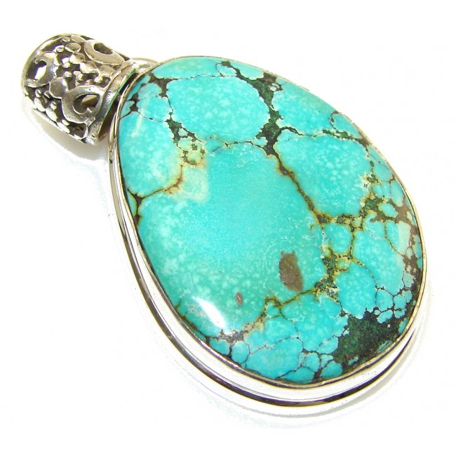 Pilot Mountain!! Blue Turquoise Sterling Silver Pendant