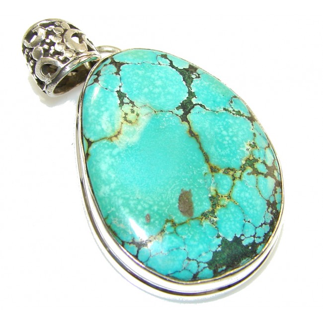 Pilot Mountain!! Blue Turquoise Sterling Silver Pendant
