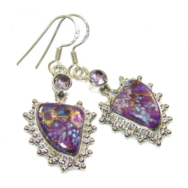 Purple Kiss! Copper Turquoise Sterling Silver earrings
