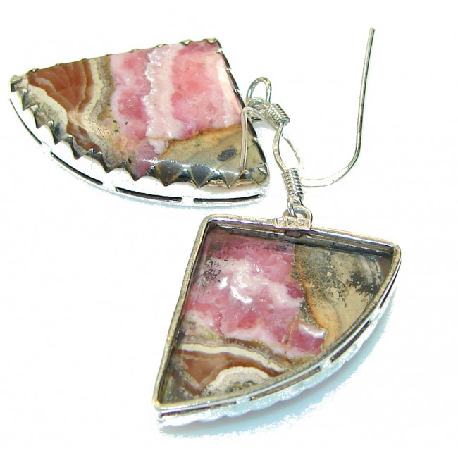 Simple Delight!! Pink Rhodochrosite Sterling Silver earrings