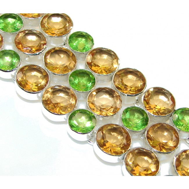 Fresh Created Green Peridot Sterling Silver Bracelet