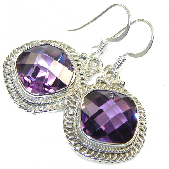 Royal Purple Amethyst Quartz Sterling Silver earrings