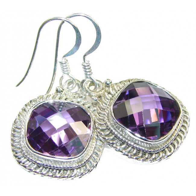 Royal Purple Amethyst Quartz Sterling Silver earrings