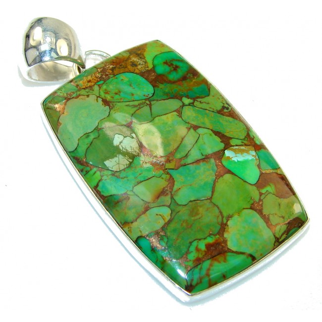 Fantastic Green Copper Turquoise Sterling Silver Pendant
