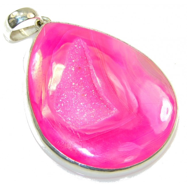 New!! Pink Pearl Druzy Sterling Silver Pendant