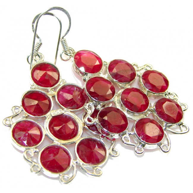 Simple Design!! Pink Ruby Sterling Silver earrings