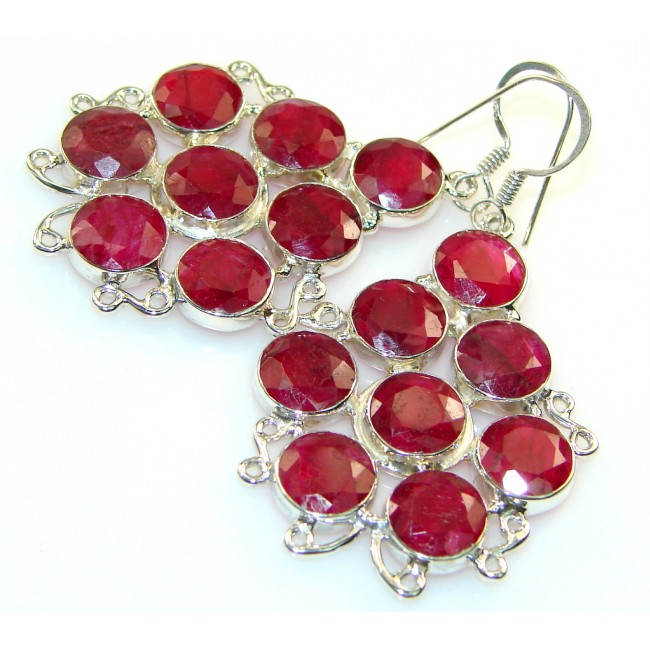 Simple Design!! Pink Ruby Sterling Silver earrings