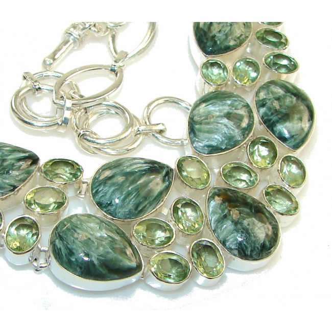 Green Island!! Green Seraphinite Sterling Silver necklace