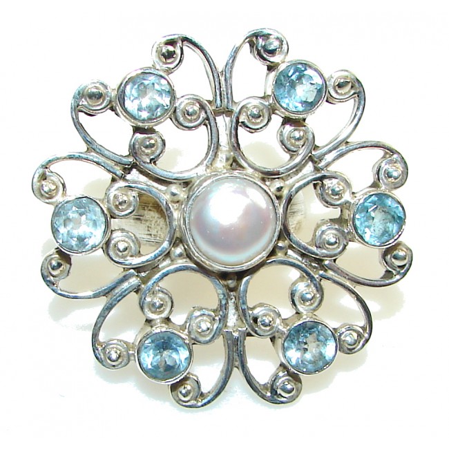 Big! Secret Design! Fresh Water Pearl Sterling Silver ring; 6